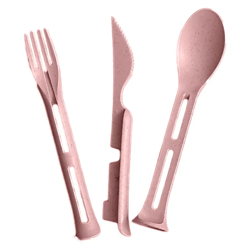 3 In 1 Wheat Straw Kids Cutlery Set Portable Student Travel Outdoor Camping Household Knife Fork Spoon Tableware set