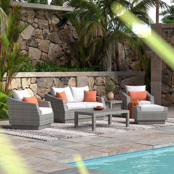 Cannes 6 Piece Sunbrella Outdoor Patio Love and Club Seating Set