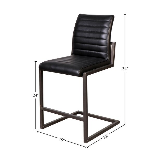 Greyson Genuine Full Grain Leather and Steel Modern Counter Stool - N/A