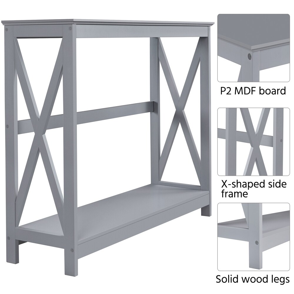 Yaheetech 2 Tier X Design Console Table Console Tables for Entryway