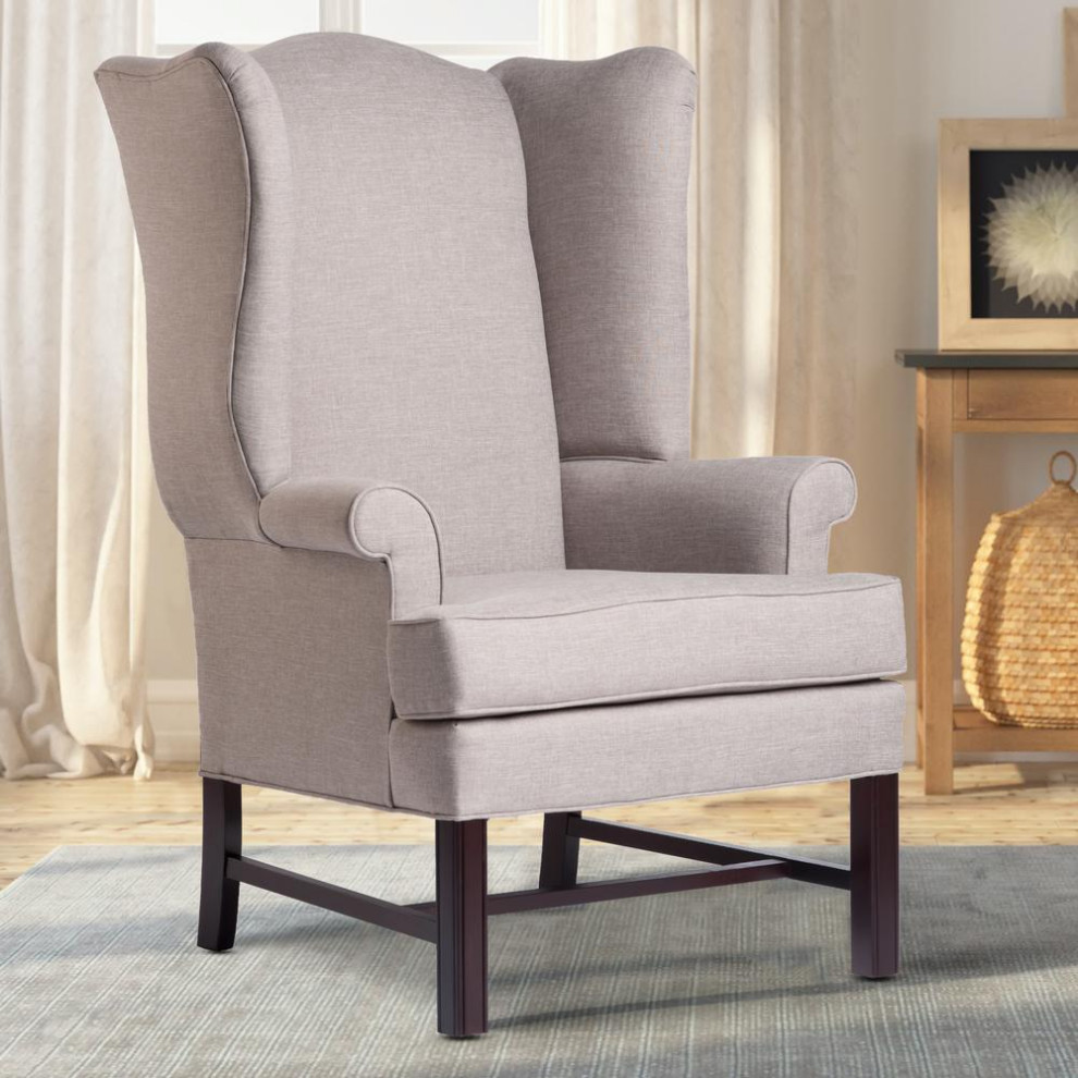 Chippendale Wing Chair   Jitterbug Linen   Contemporary   Armchairs And Accent Chairs   by BisonOffice  Houzz