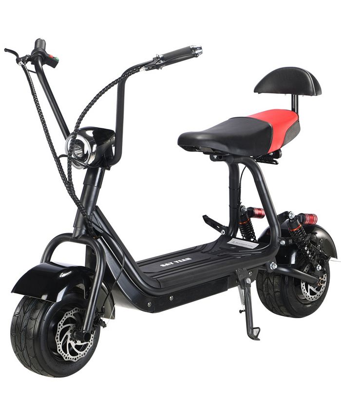 MotoTec Mini Fat Tire 48V 500W Electric Scooter Black-Two-Seater