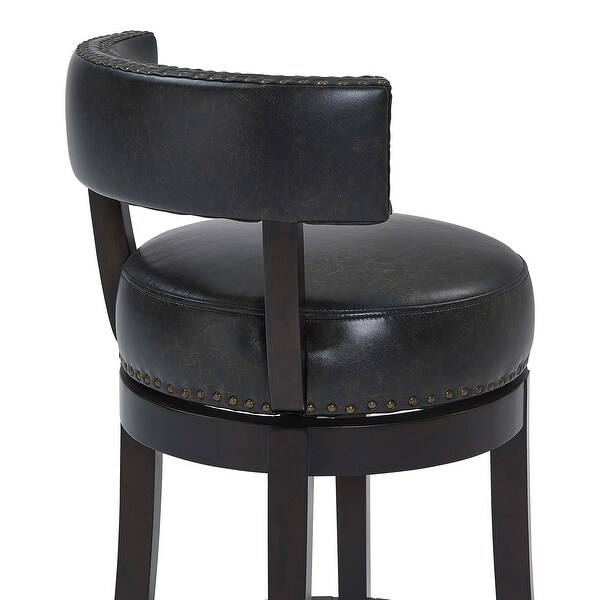 Corbin Wood Swivel Faux Leather Stool