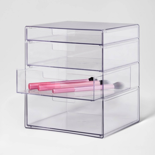 4 Drawer Stackable Countertop Organizer Clear