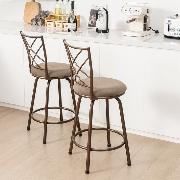 Costway Set of 2 24/30 Inch Adjustable Swivel Barstools Metal Dining - Set of 2