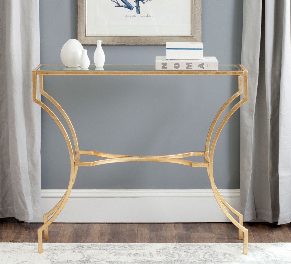 Silas Console  Gold/Tempered Glass Top   Contemporary   Console Tables   by Rustic Home Furniture Deco  Houzz