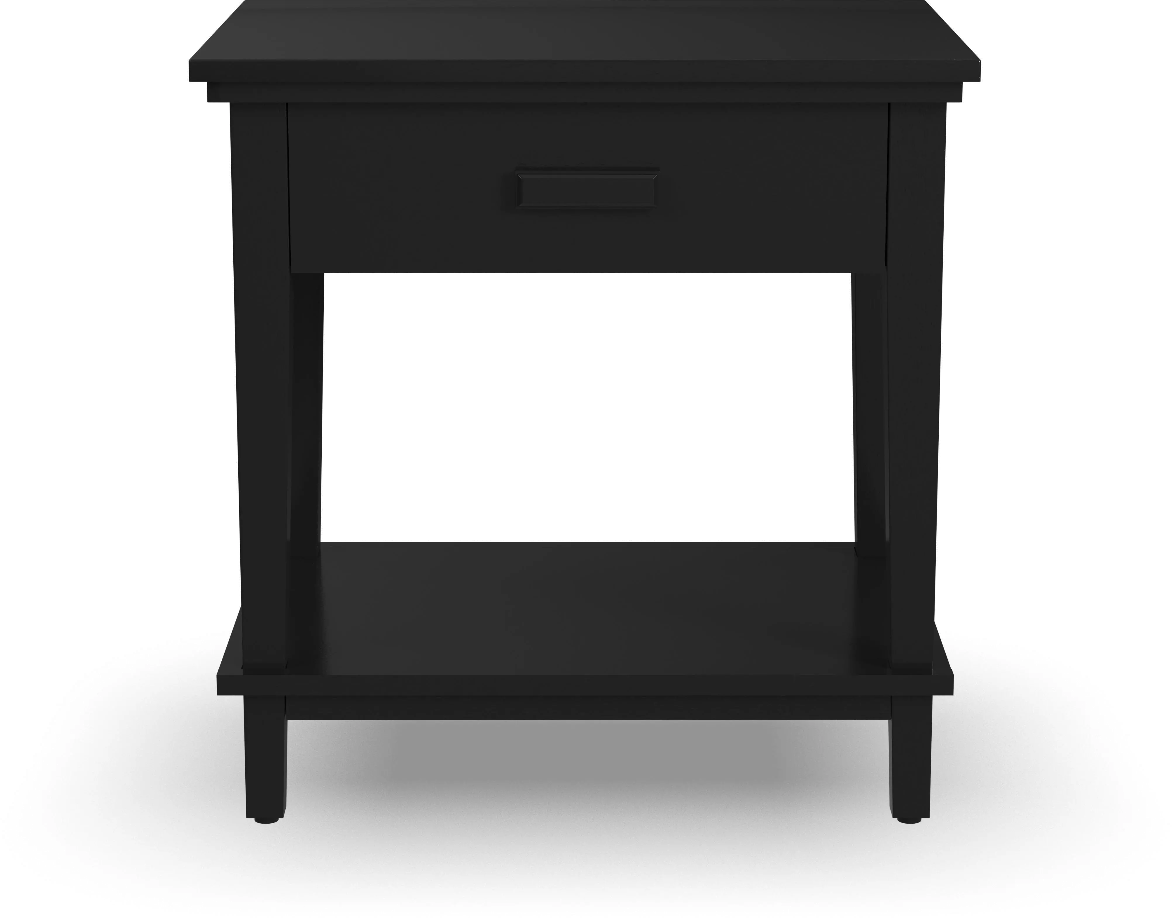 Oak Park Black Nightstand with Open Storage