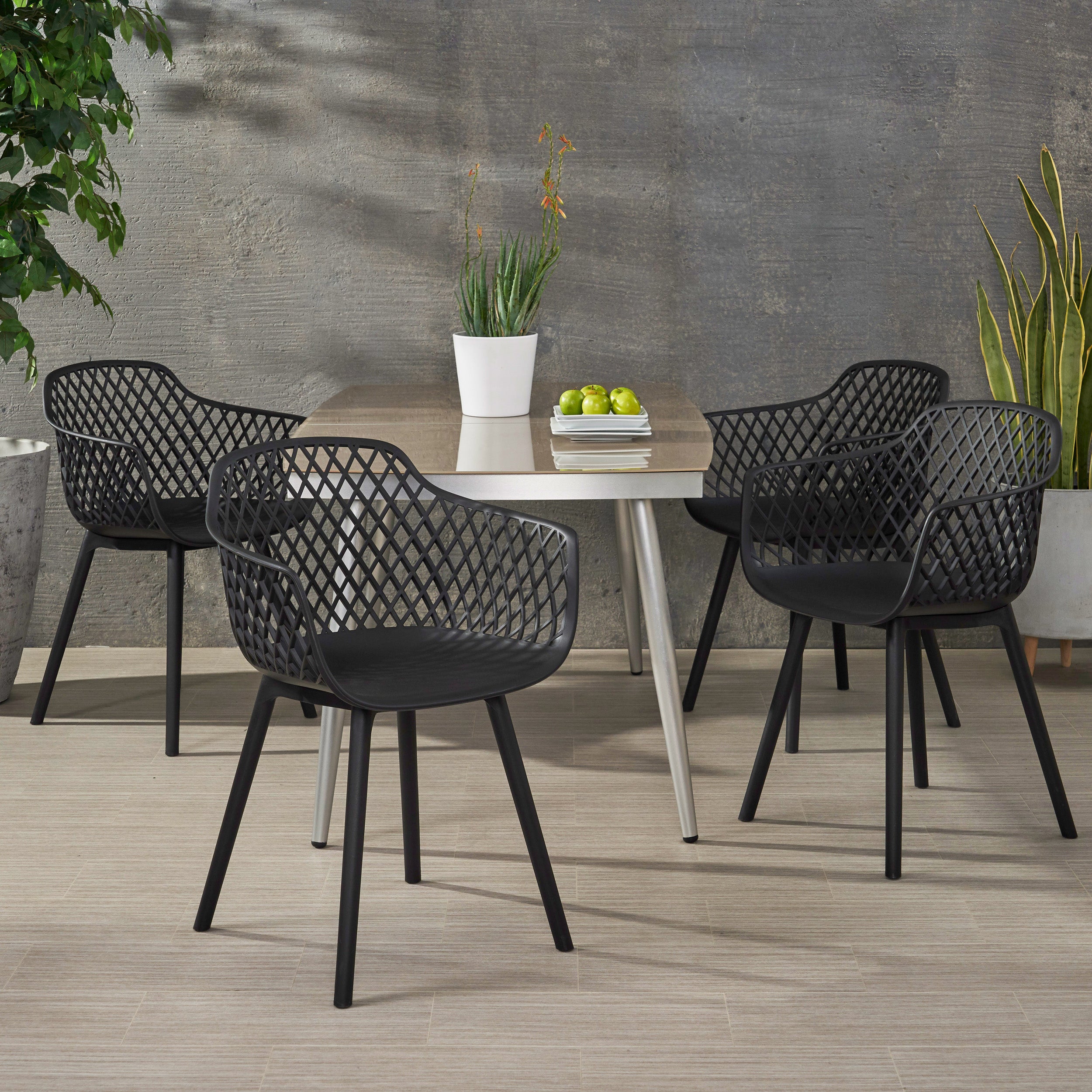 Tate Outdoor Modern Dining Chair (Set of 4)