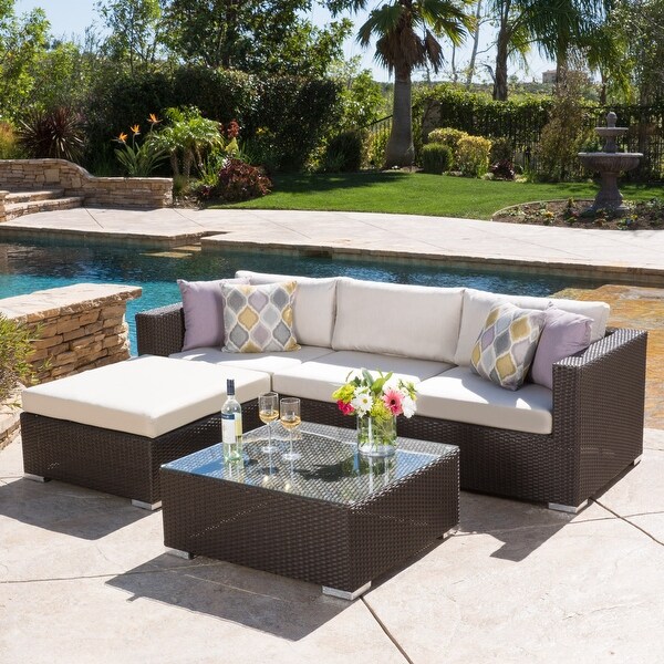 Santa Rosa Outdoor 5piece Wicker Seating Sectional Set with Cushions by Christopher Knight Home