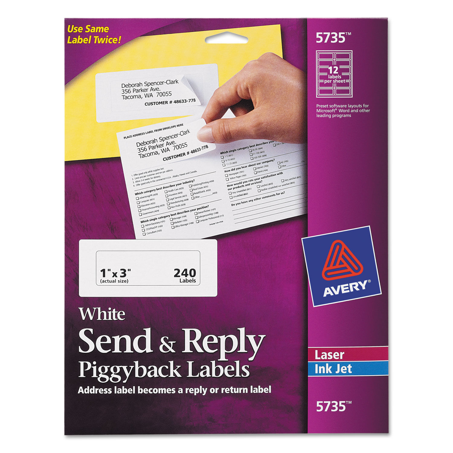 Send and Reply Piggyback Labels by Averyandreg; AVE5735