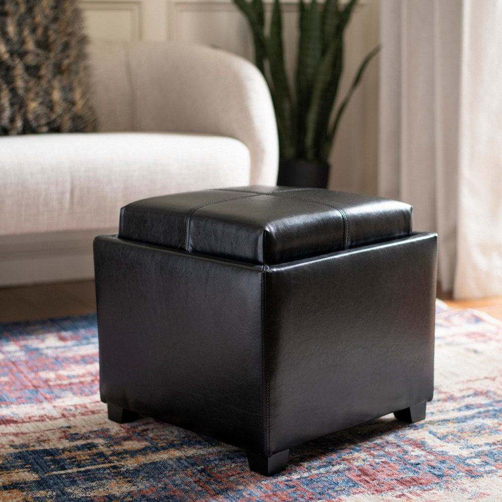 Sara Single Tray Otttoman Black   Transitional   Footstools And Ottomans   by Rustic Home Furniture Deco  Houzz