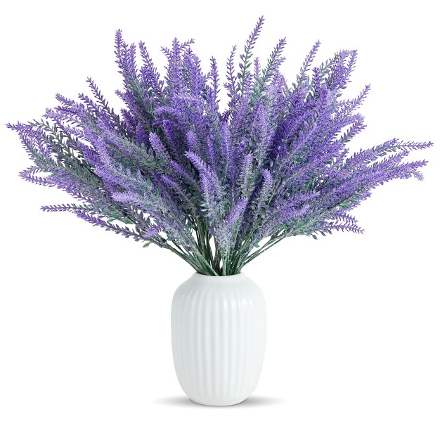 Juvale 12 Bundles Artificial Lavender Flowers For Bouquets Fake Wild Stems For Wedding Faux Table Centerpieces 14x2x3 In