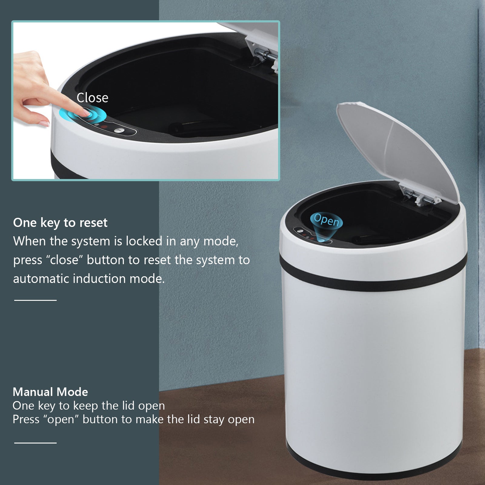 Romacci 8L Automatic Inductive Trash Can USB Rechargeable Touchless Smart Sensor Waste Basket Dustbin for Home Kitchen Office Bedroom Living Room