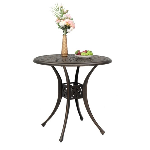 Circular Diamond Top Courtyard Cast Aluminum Table Bronze