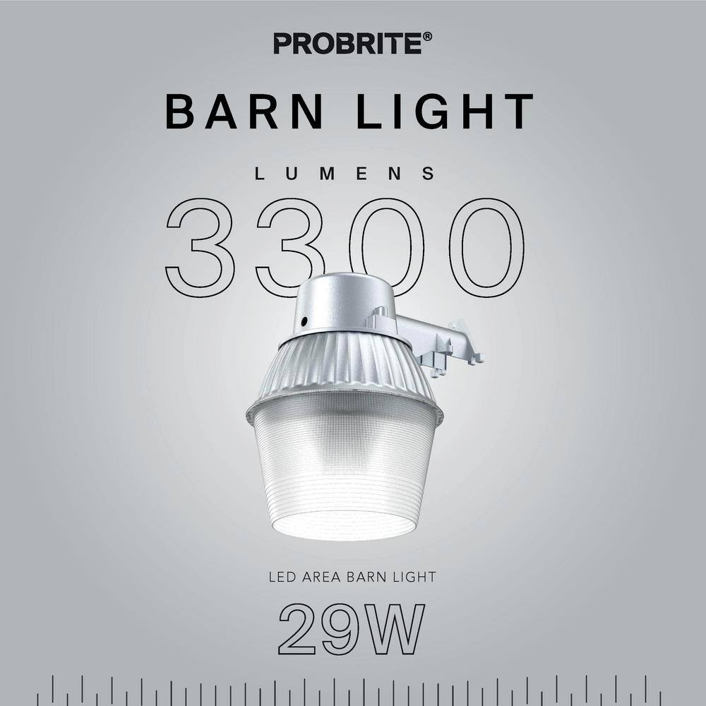 PROBRITE 250W Equivalent 3300 Lumens Standard LED Gray Dusk to Dawn Outdoor Barn Area Light LED29-PC-GR