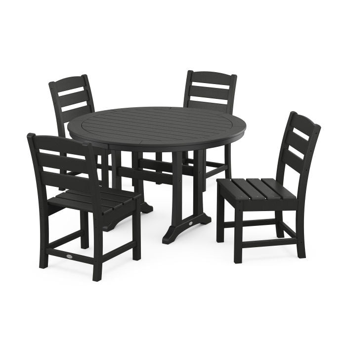 Polywood Lakeside Side Chair 5-Piece Round Dining Set With Trestle Legs PWS1125-1