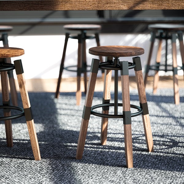 Litchett Wood Grain and Black Barstool - 20