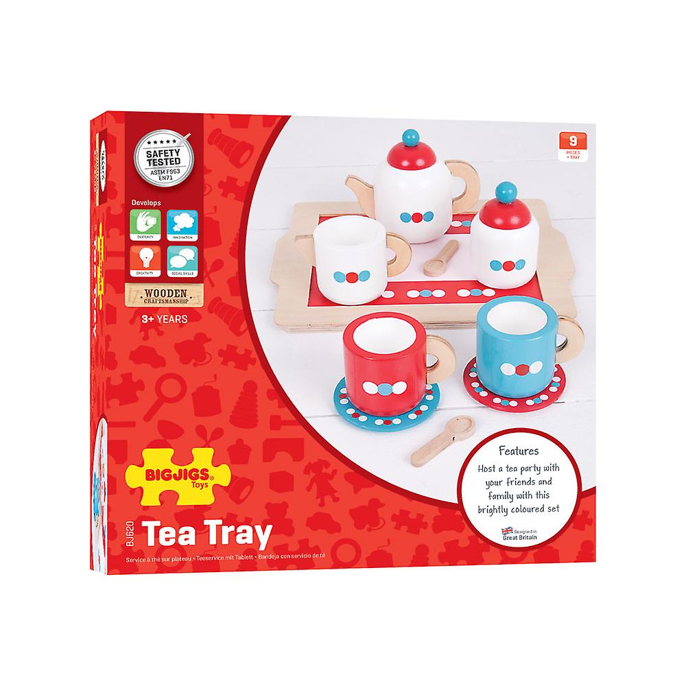 Bigjigs Toys Wooden Tea Tray Play Set Pretend Role Play Children's Picnic