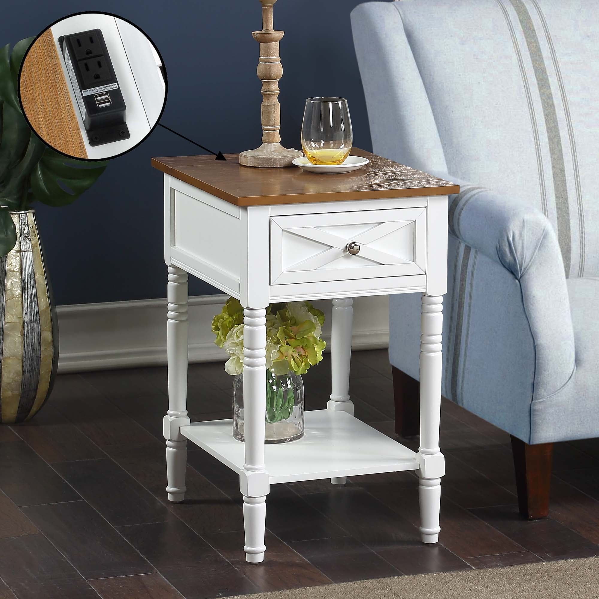 The Gray Barn Cranesbill Country End Table with Charging Station