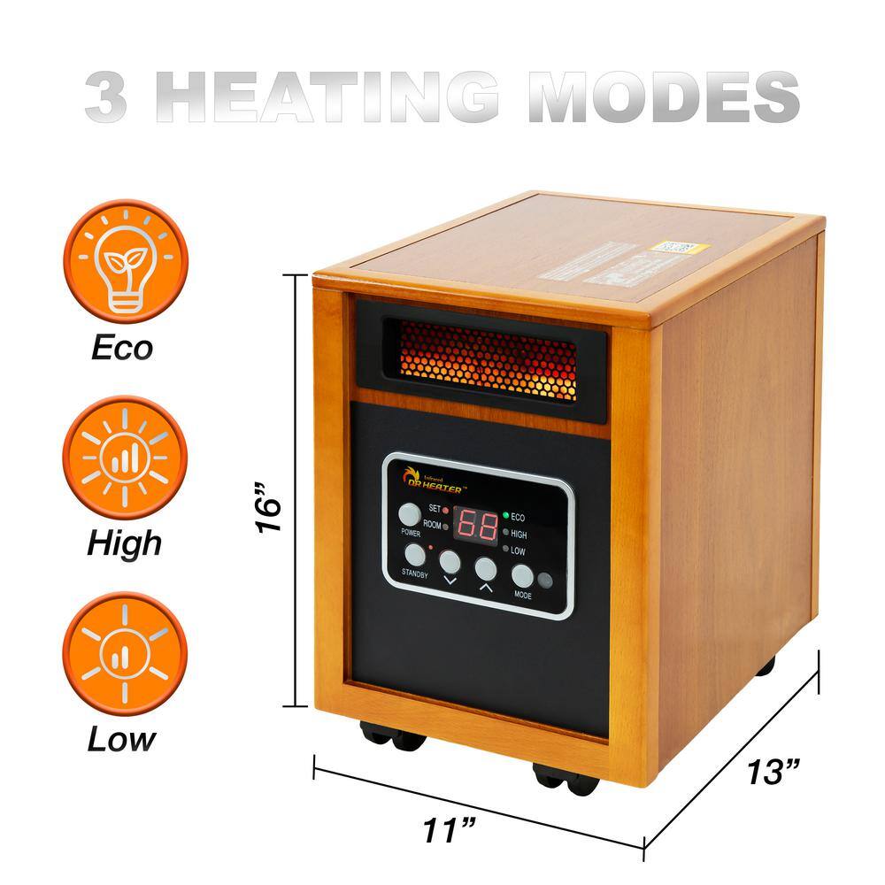 Dr Infrared Heater Original 1500-Watt Infrared Portable Space Heater with Dual Heating System DR968