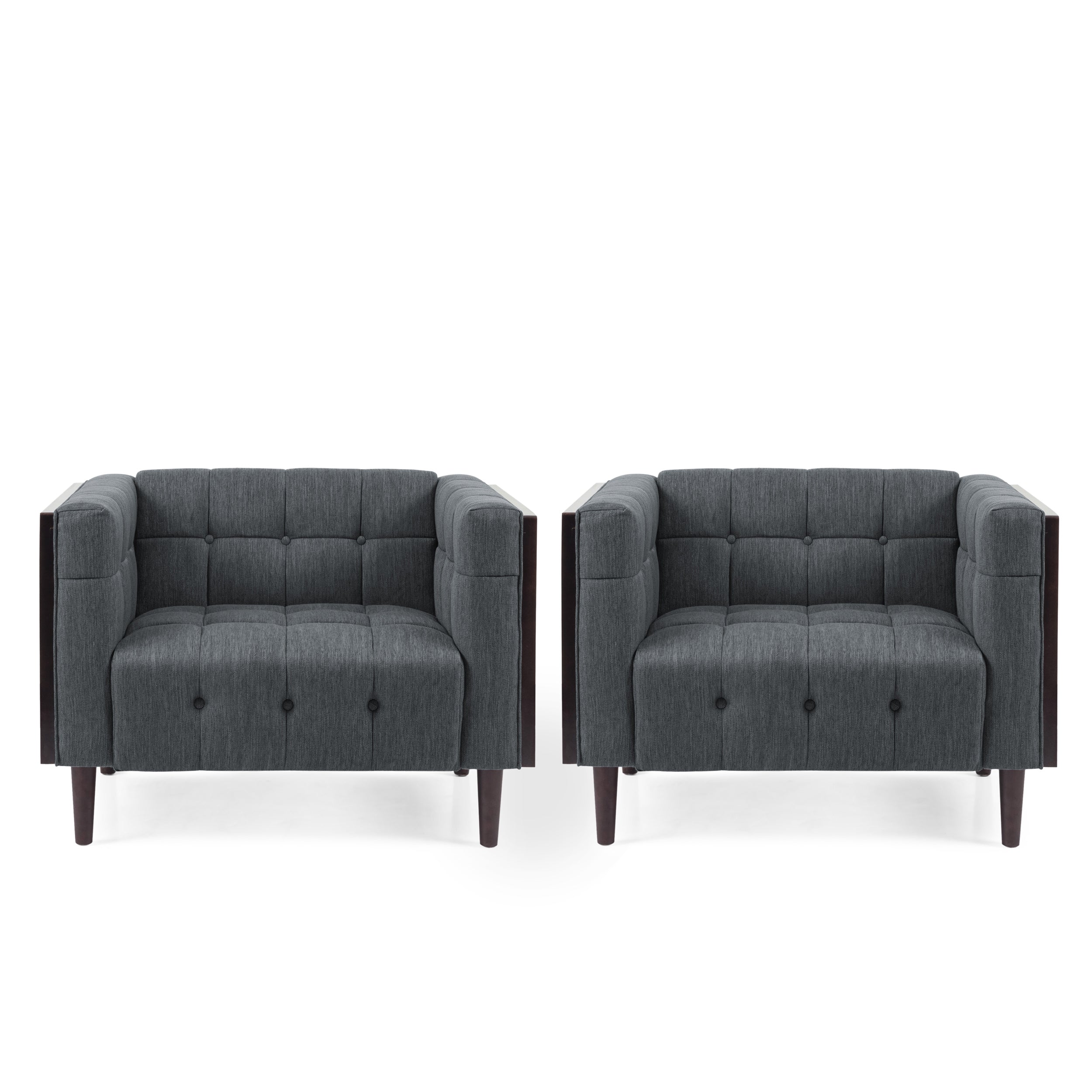 Croton Contemporary Tufted Club Chairs, Set of 2