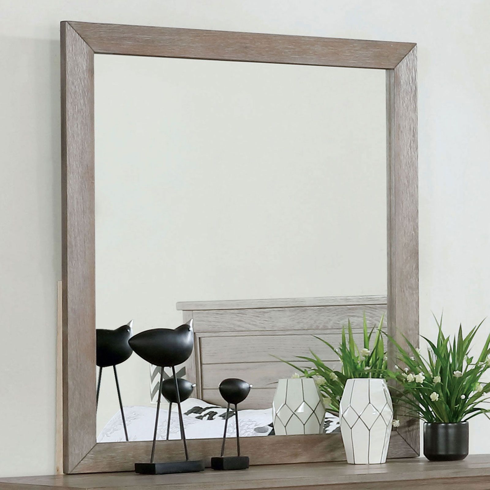 Vevey Mirror  WireBrushed Warm Gray