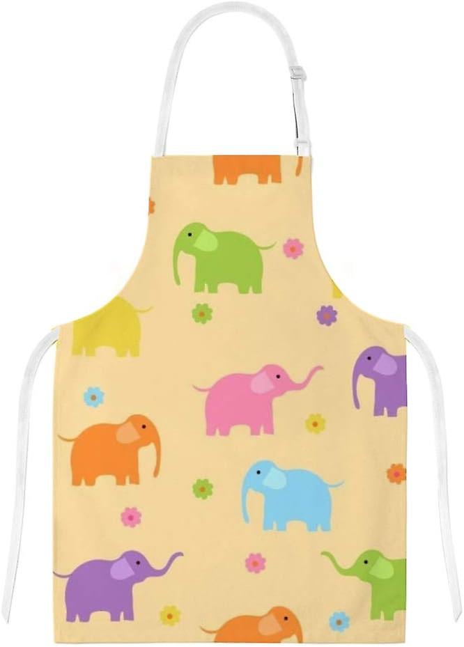 Kitchen Oven Mitts Glove Potholder Apron 3pcs Set Colorful Elephants And Flowers Non Slip Heat Resistant Mitts For Baking Cooking Bbq