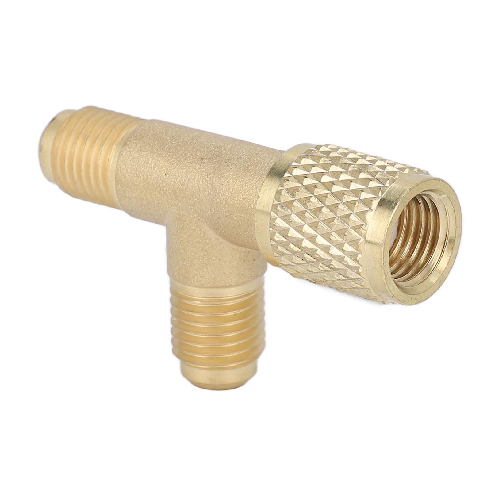 Quick Coupler Access Tee Sturdy Structure 1/4in Sae Durable Valve Core Brass Adaptor Professional Havc Tee Adapter For Gauge Deep Vacuum Pump Manifold