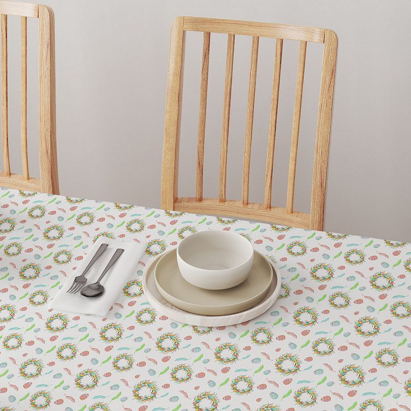 Square Tablecloth， 100% Cotton， 60x60， Colorful Spring Easter