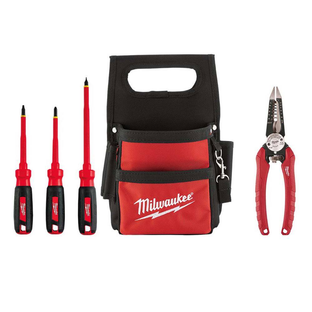 MW Electrician's Hand Tool Set With Tool Pouch  (5-Piece) 48-22-8111-48-22-2202-48-22-3079