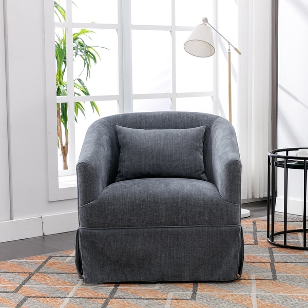 360-Degree Swivel Metal Base Accent Armchair Modern Linen Padded Seat Living Room Accent Chairs， Soft Comfortable Chair