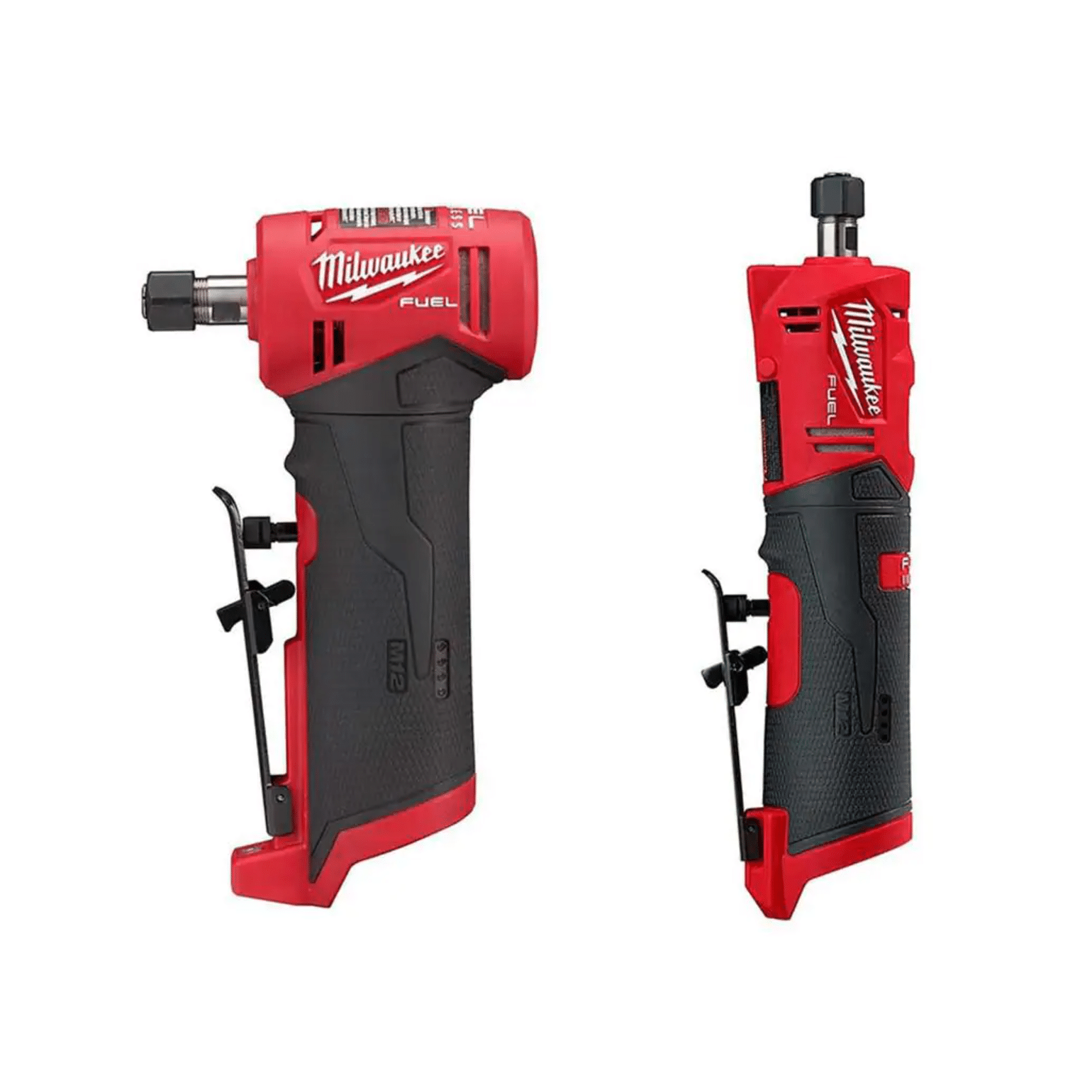 Milwaukee M12 Fuel 12V Lithium-Ion Brushless Cordless 1/4 in. Right Angle and Straight Die Grinder Kit， Tool-Only (2485-20-2486-20)