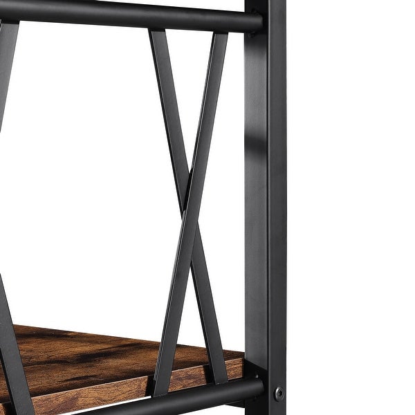 Ledel Industrial Wood Side Table End Table with Storage Shelf