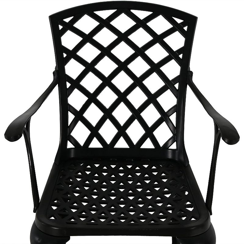 Sunnydaze Crossweave Design Cast Aluminum Patio Chair - Black - Set of 2