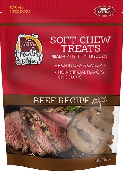 Country Kitchen Beef Flavored Soft Chew Dog Treats， 16-oz bag