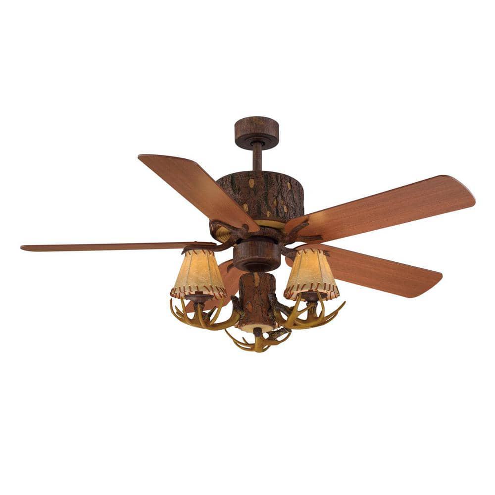 Hampton Bay Lodge 52 in LED Nutmeg Ceiling Fan with Light and Remote Control