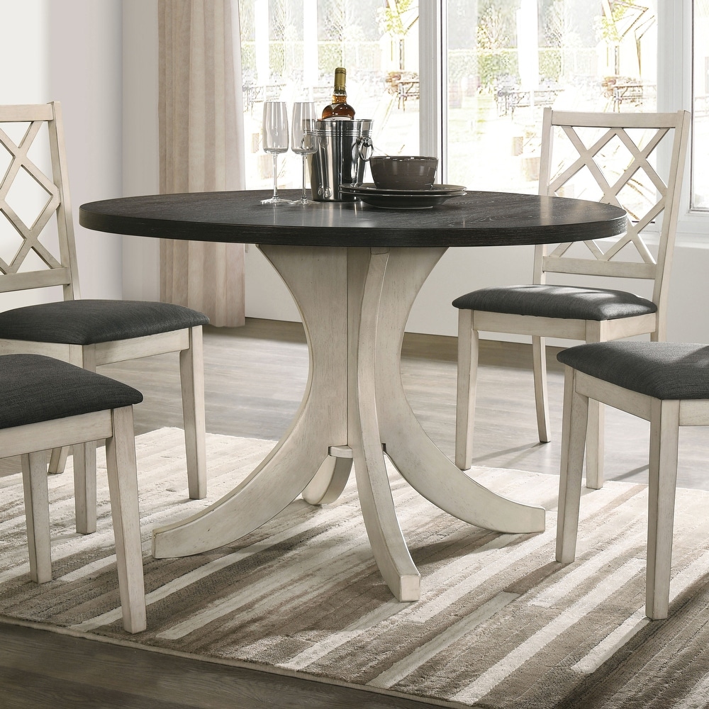 Joyfair Transitional White Solid Wood 5 Piece Dining Table Set by Furniture of America