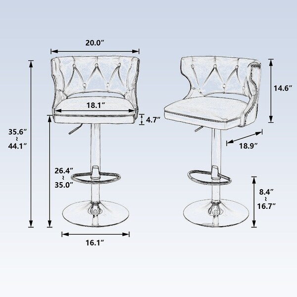 Modern 2PCS Bar Stools With Back and Footrest Counter Height