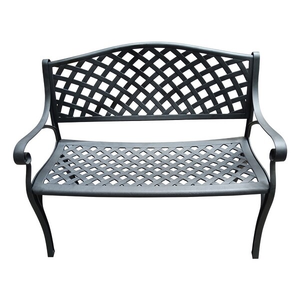 Outdoor Aluminum Modern Black Bronze Grey White Patio Bench Loveseat