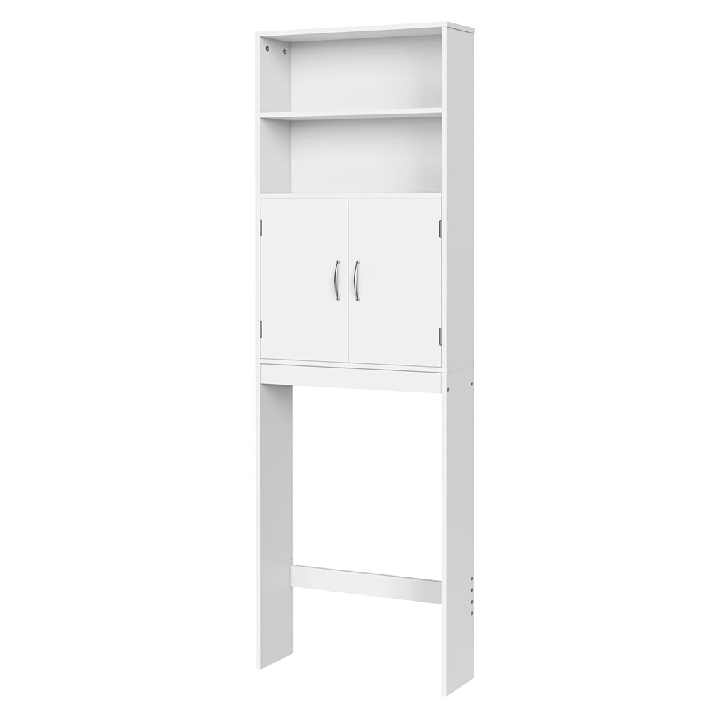 Yaheetech Free-Standing Over-the-Toilet Storage with Doors and Shelves for Bathroom, White