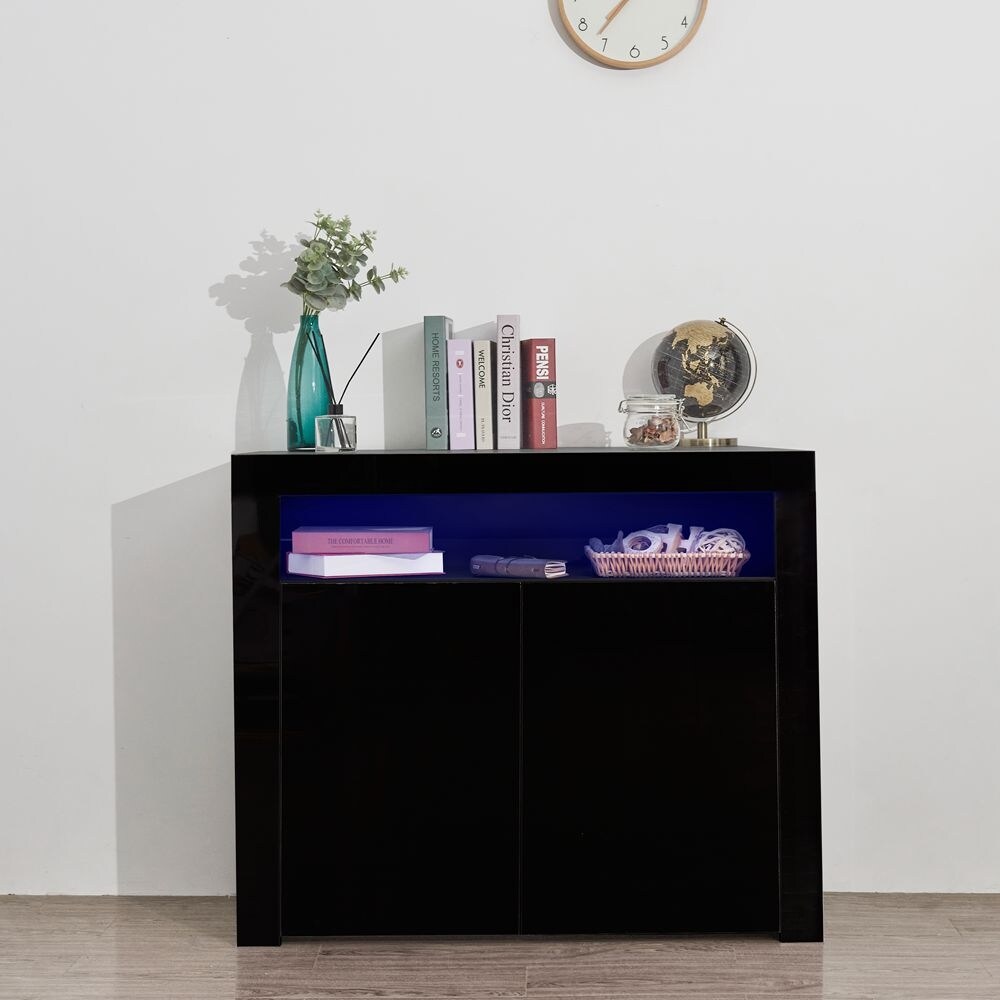 Living Room Sideboard Storage Cabinet with LED Light and 2 Doors