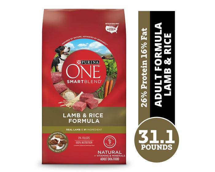 Purina ONE SmartBlend Natural Lamb  Rice Formula Adult Dry Dog Food， 31.1 lb. Bag