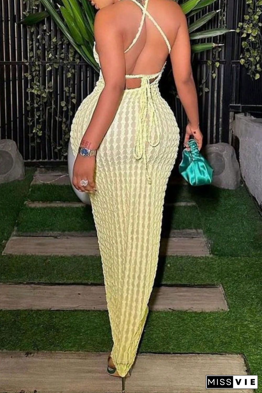 Sexy Casual Solid Backless Spaghetti Strap Long Dresses