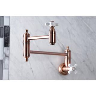 Kingston Brass Restoration Wall Mounted Pot Filler in Antique Copper HKS310PXAC