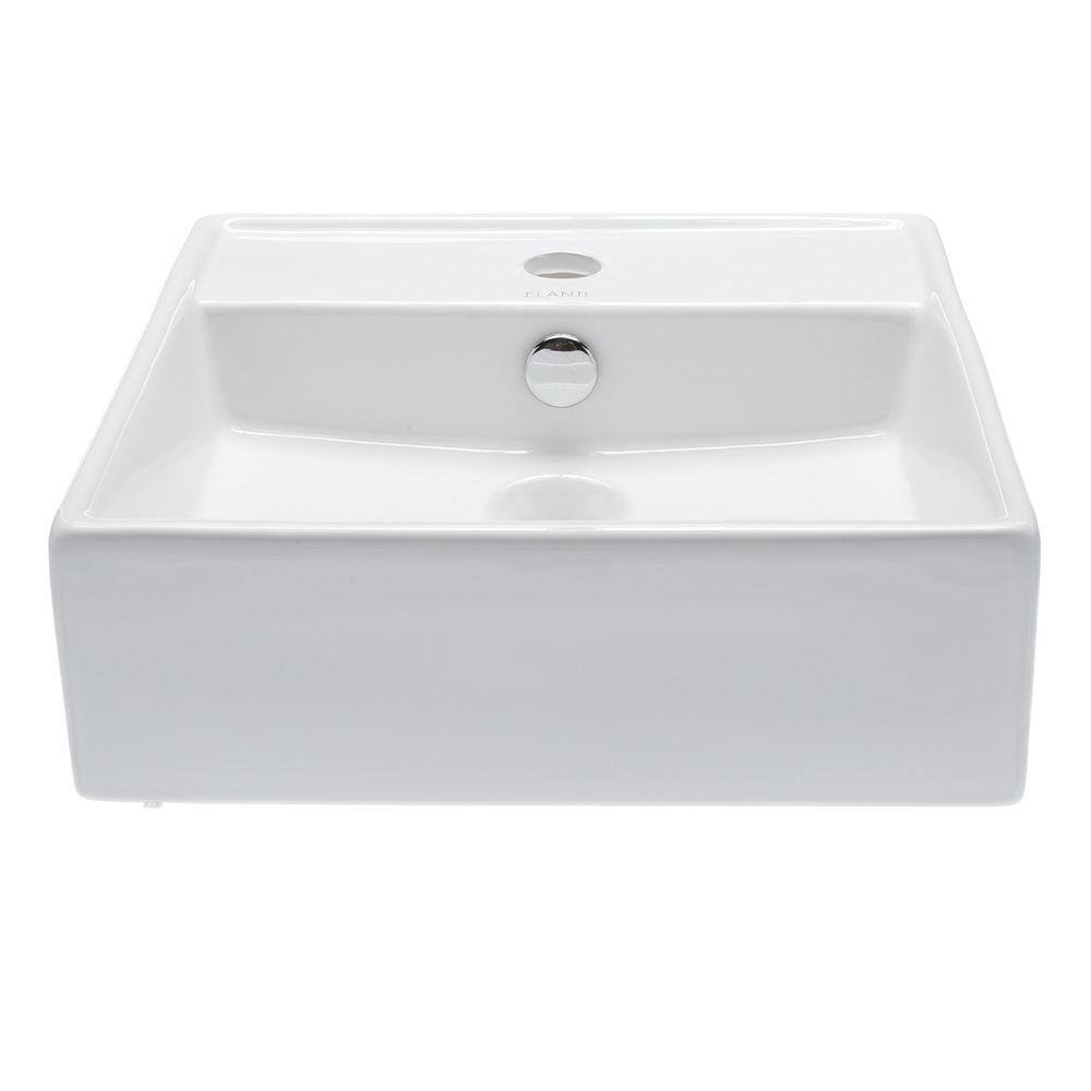 Elanti Wall-Mounted Square Bathroom Sink in White EC9868