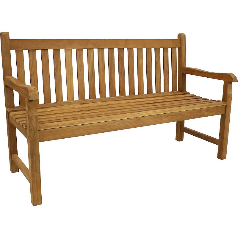 Sunnydaze 2-Person Mission Style Solid Teak Wood Outdoor Garden Bench