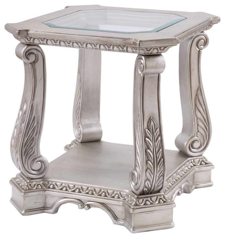 Traditional Side Table  Scrolled Legs With Carved Details  ampGlass Insert Top   Victorian   Side Tables And End Tables   by Decor Love  Houzz