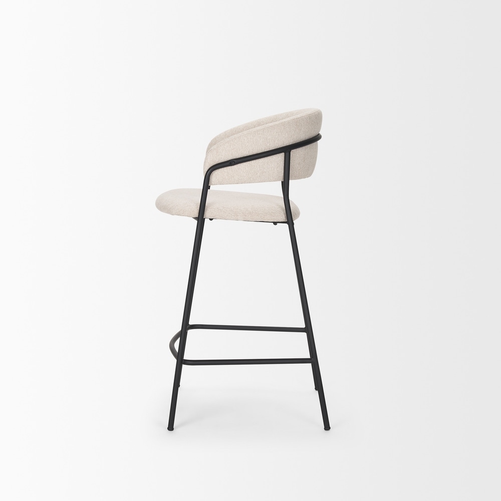 Carolyn Counter Stool w/ Gray Fabric   Matte Black Metal