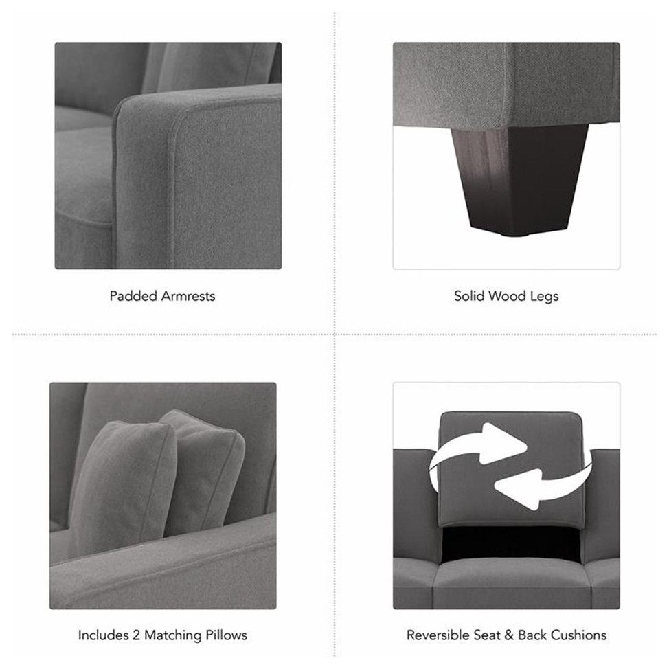 Stockton 85W Sofa in Dark Gray Microsuede   Sofas   by Homesquare  Houzz