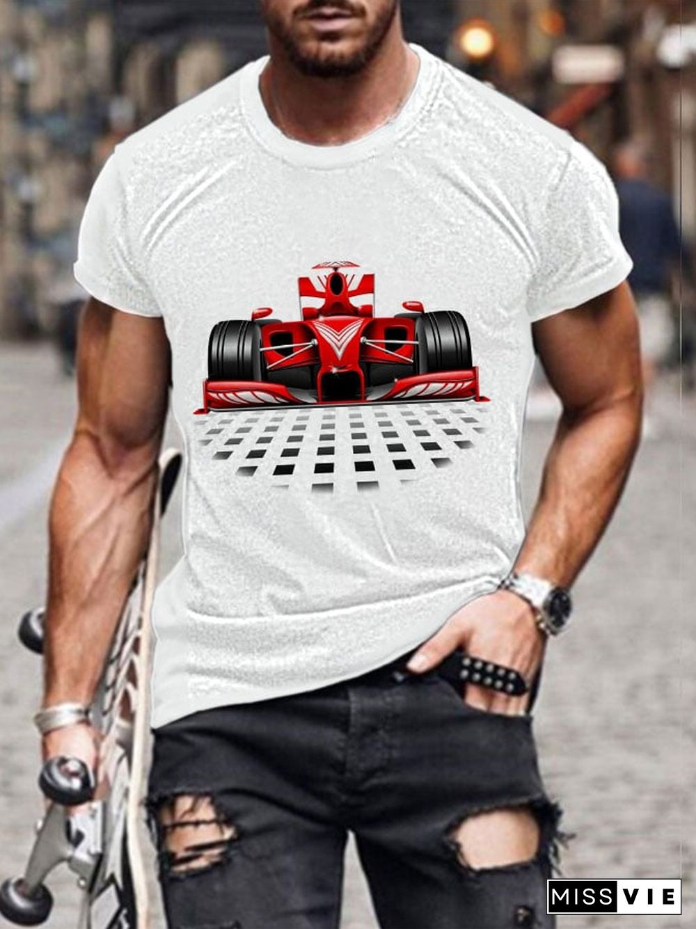 Men's Racing Print Short Sleeve T-Shirt